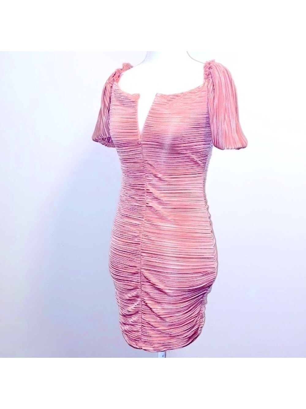 Pink Symphony mini ruched accordion dress